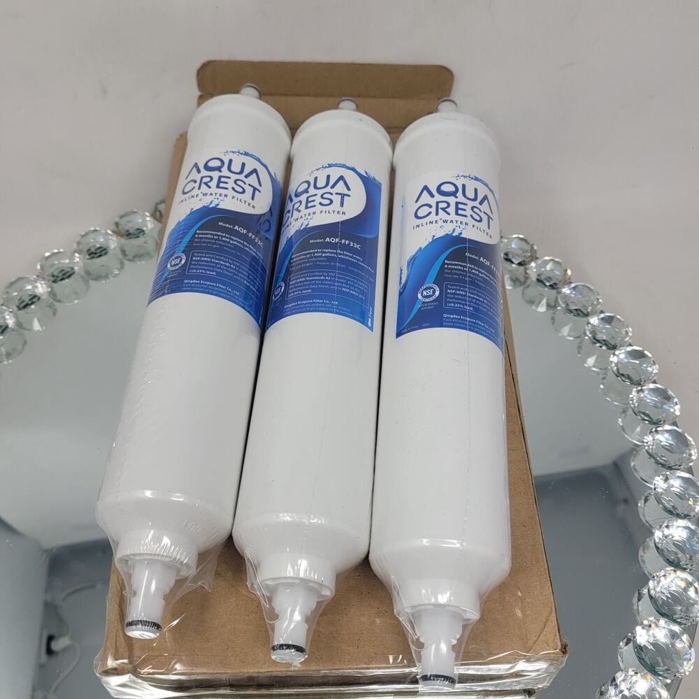 3x AQUA CREST AQF-FF33C Inline Water Filter Replaces GE GXRTQR GXRTQ GXRTQDR NEW